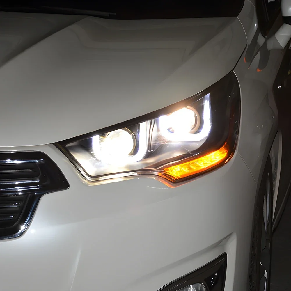 

Для Citroen C4L 2013-2016 светодиодные автомобильные фары, обновленное освещение в сборе, двойной U-образный дизайн, линзы проектора, автомобильные лампы, аксессуары