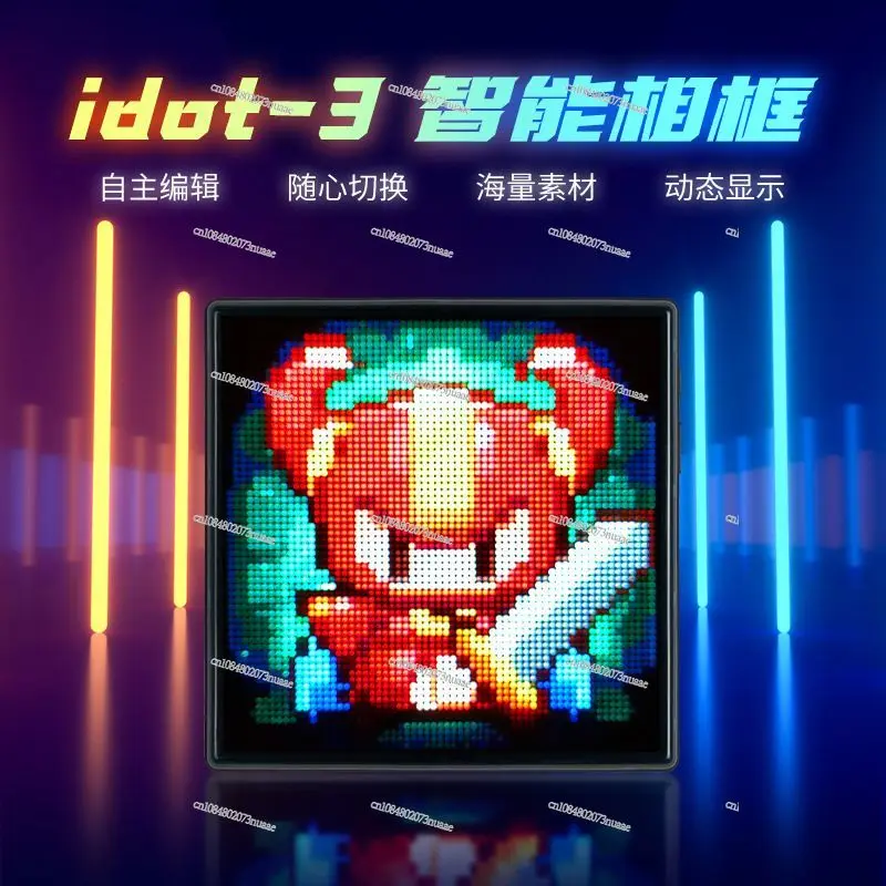 

64 Pixel Screen DIY Table with Photo Frame LED Wall Pendant Pixel Screen Photo Frame Ornament Ambient Light
