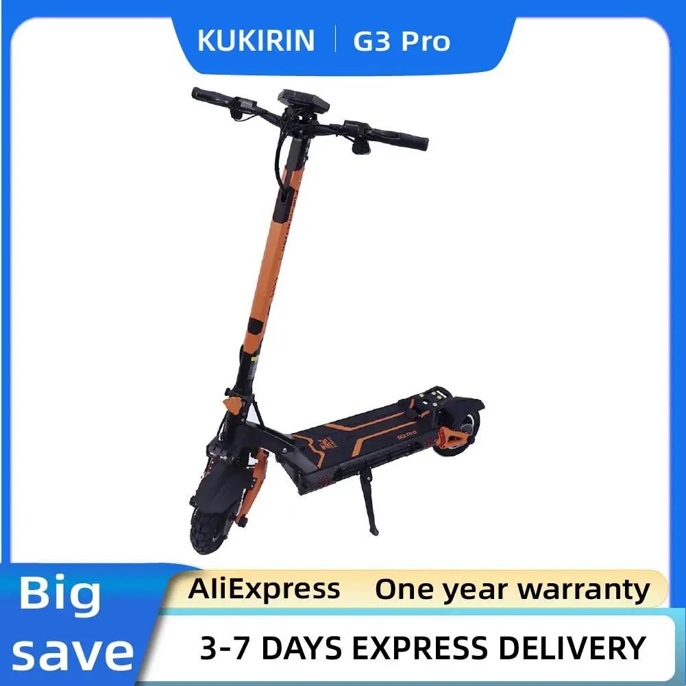 Trottinette électrique tout-terrain KuKirin G3 Pro avec pneus de 10 pouces, moteurs 1200W*2, trottinette électrique pour adultes, batterie amovible 52V 23.2Ah, trottinette électrique urbaine