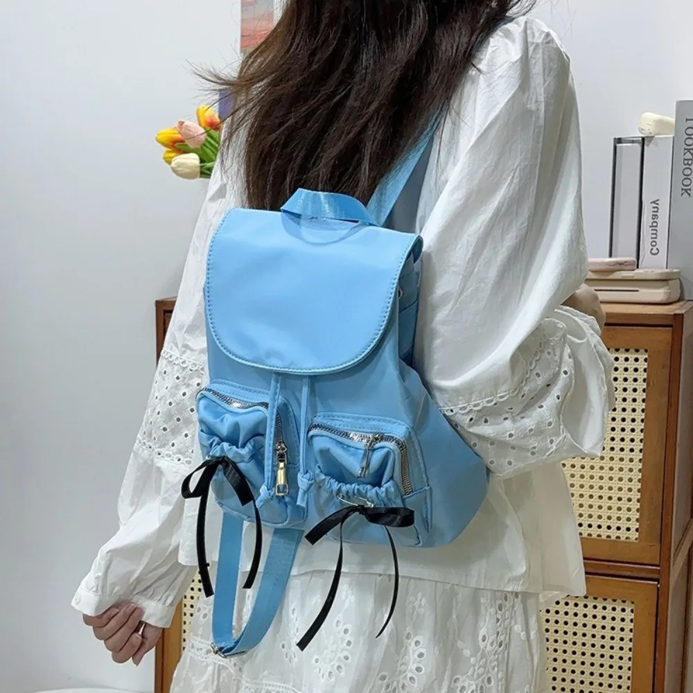 

Women's Small Nylon Backpacks 2025 Y2K Korean Fashion Solid Color Backpack College Student Schoolbags Travel Simple Back Packs