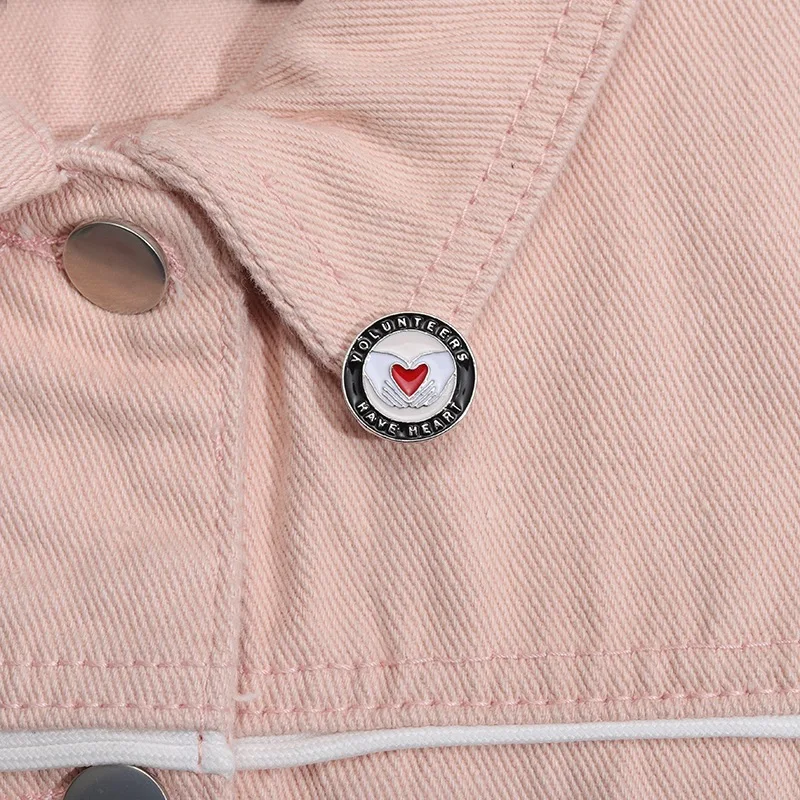 Love Volunteers Enamel Pins Custom Mini Round Brooches Lapel Badges Kind-hearted Jewelry Gift Drop Shipping