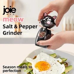 Joie Pepper Grinder Ceramic Mechanism Meow Salt and Pepper Mill Set Manual Spice Grinder Adjustable Coarseness Kitchen Tool