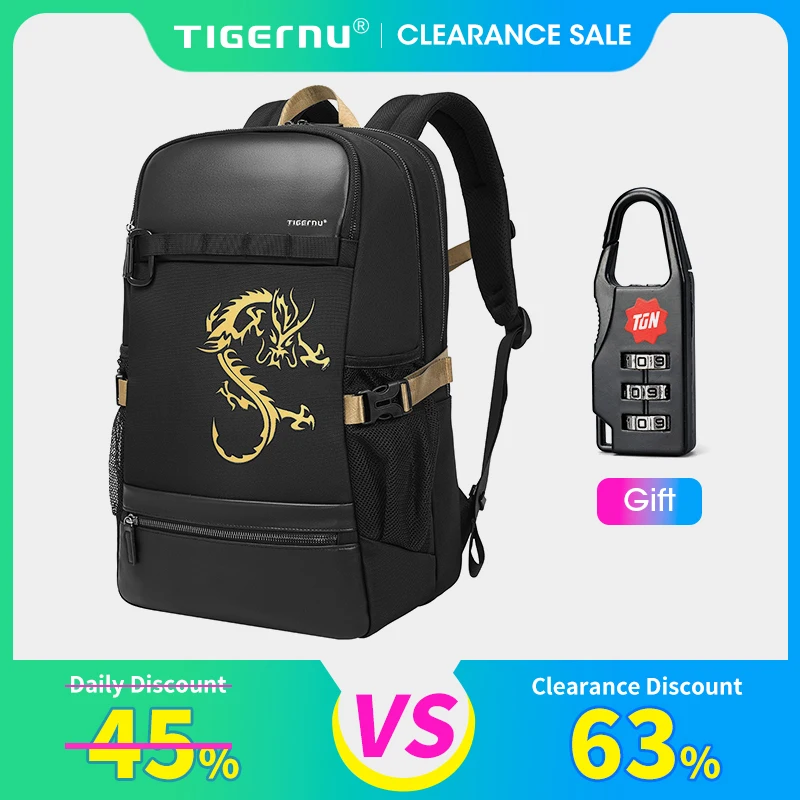 Mala de Viagem Impermeável Anti-Roubo para Homens, Mochila Laptop de 15,6 ", Estilo Chinês, Moda, Garantia Vitalícia, Série Dragão