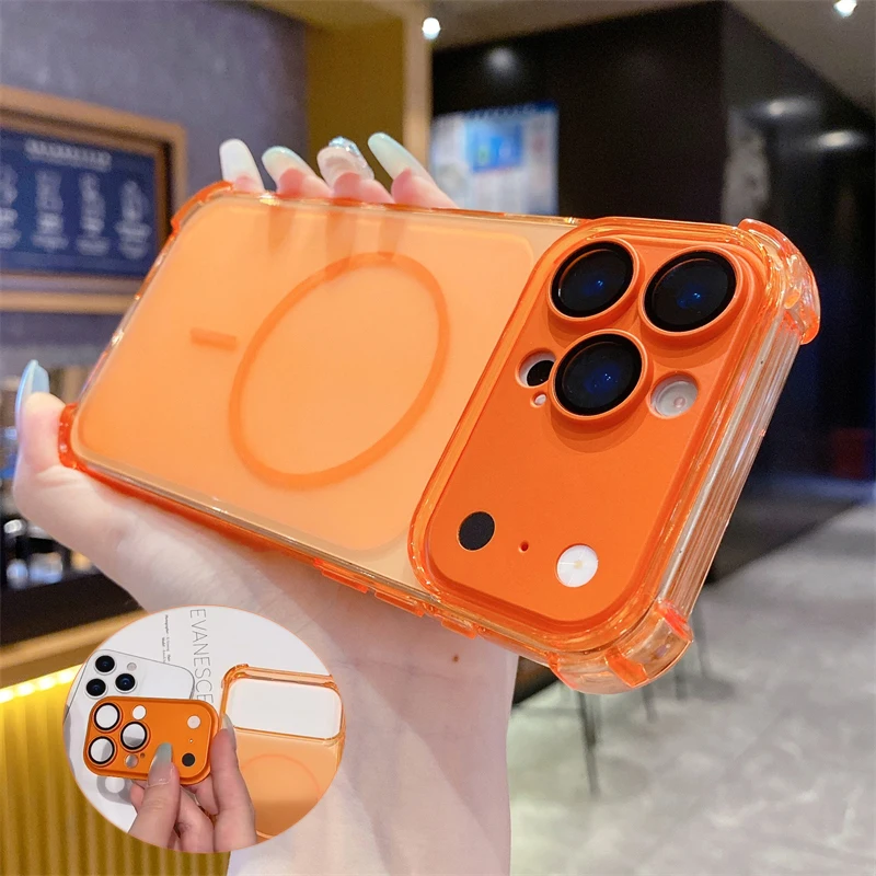 Luxuriöse Vier-Ecken-Stoßfeste Panzer-Schutzhülle Matt Transparent für iPhone 17 14 15 13 16 17Pro Max Kameraschutz TPU Weiche Hülle