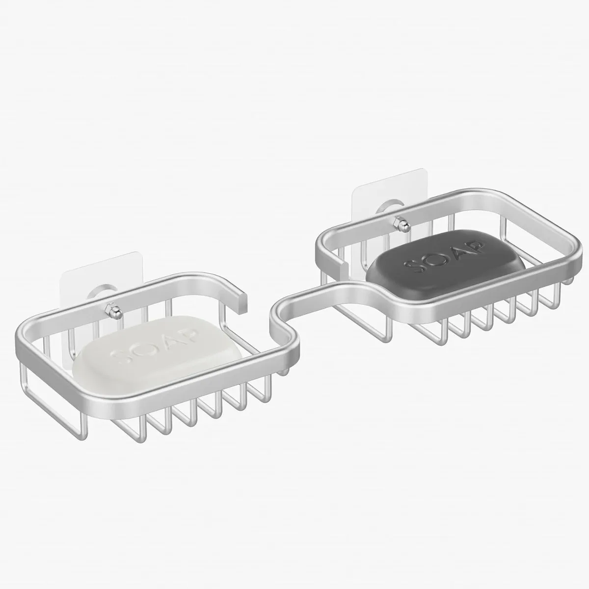 

Adhesive Soap Holder No Drill Bathroom Shelf Rustproof Aluminum Sponge Rack Quick Drain Shower Storage Kitchen Sink Caddy