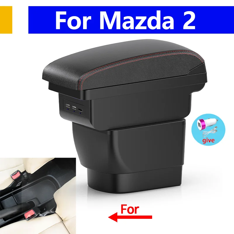 Armrest For Mazda 2 Car Console Storage Box With USB Interior Design Car Accessories