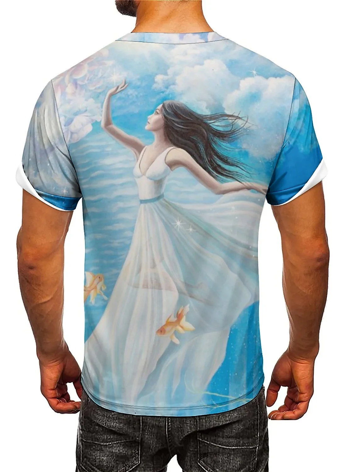 Fashionable and Artistic Men's 3D Printed Short-sleeved T-shirts Are Made of Smooth Fabric