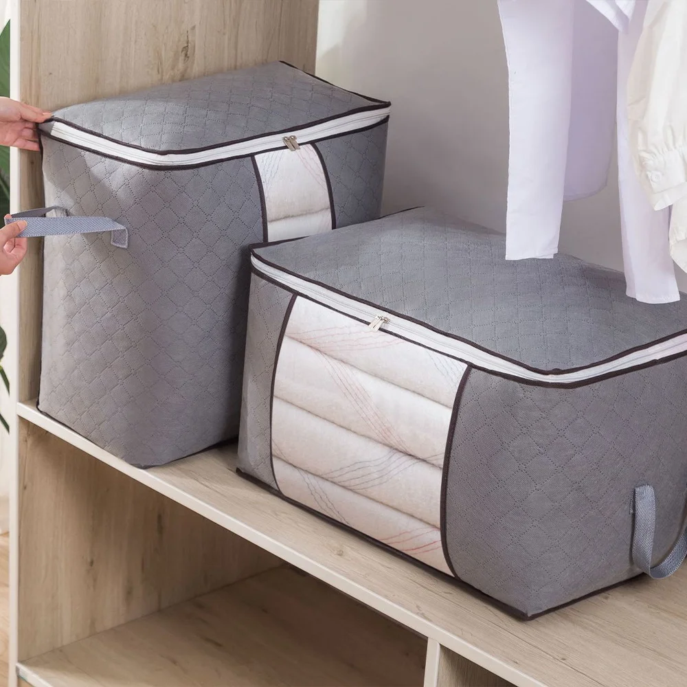 Sac de rangement de grande capacité pour couette et vêtements, sacs de tri de couverture, Cisco anti-poussière, stockage de jouets, non tissé, multifonction, évaluation 2023