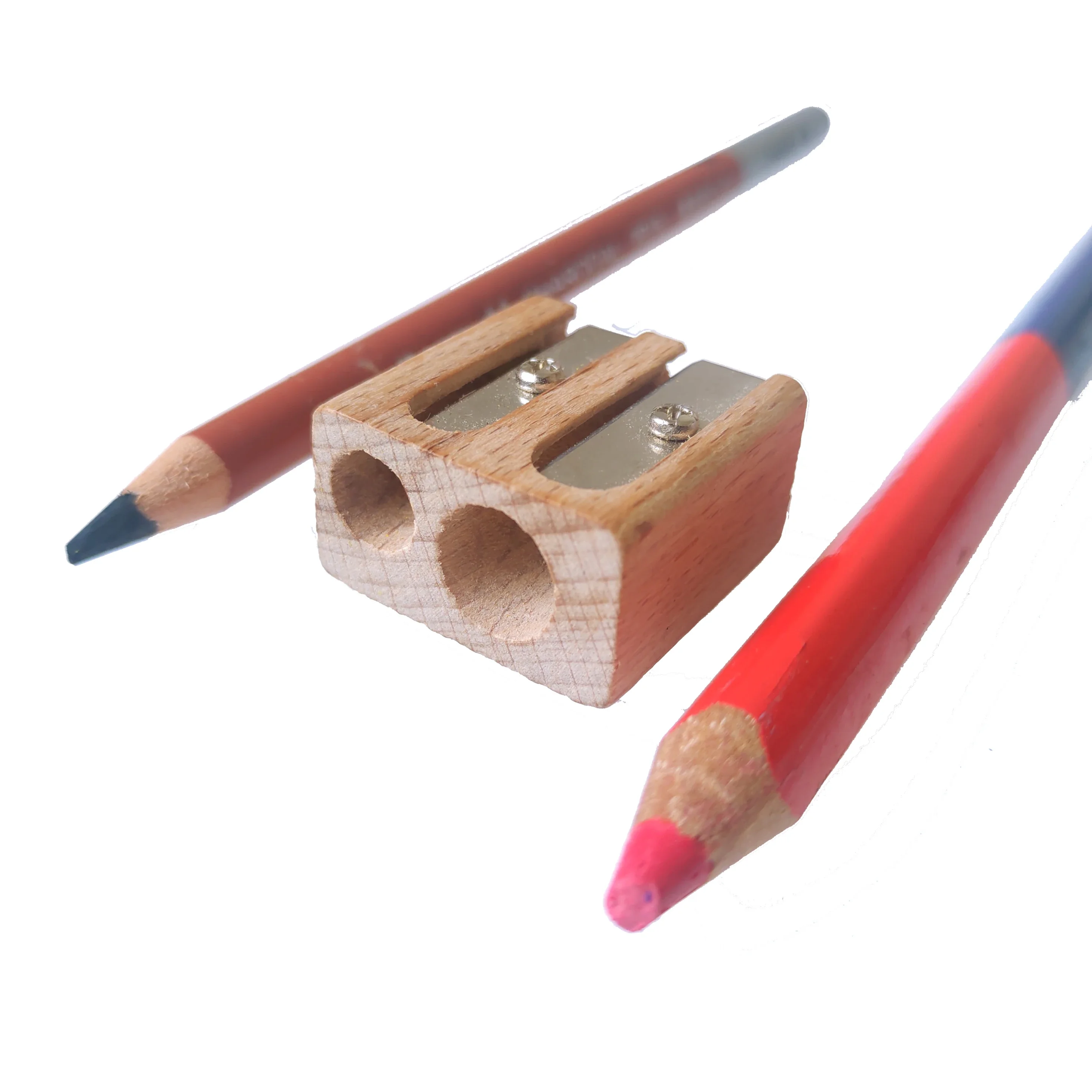 Wooden Double Hole Sharpener Handheld Color Pencils Sharpeners for Diameter 6mm and 10mm