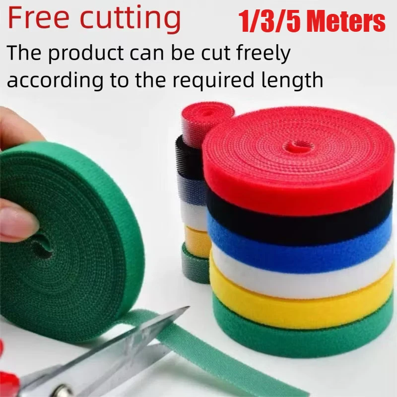 1/3/5M Back to back nylon magic zip ties, wire fixing accessories, cable management with customizable nylon buckle zip ties