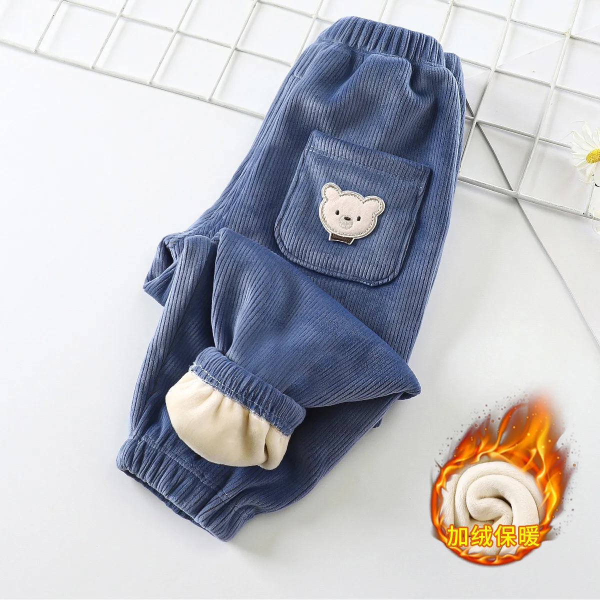 Autumn Winter Baby Boys Pants Keep Warm Fashion Cute Bear Girls Trousers Christmas Birthday Gift 1 2 3 4 5 6 Years Kids Clothes