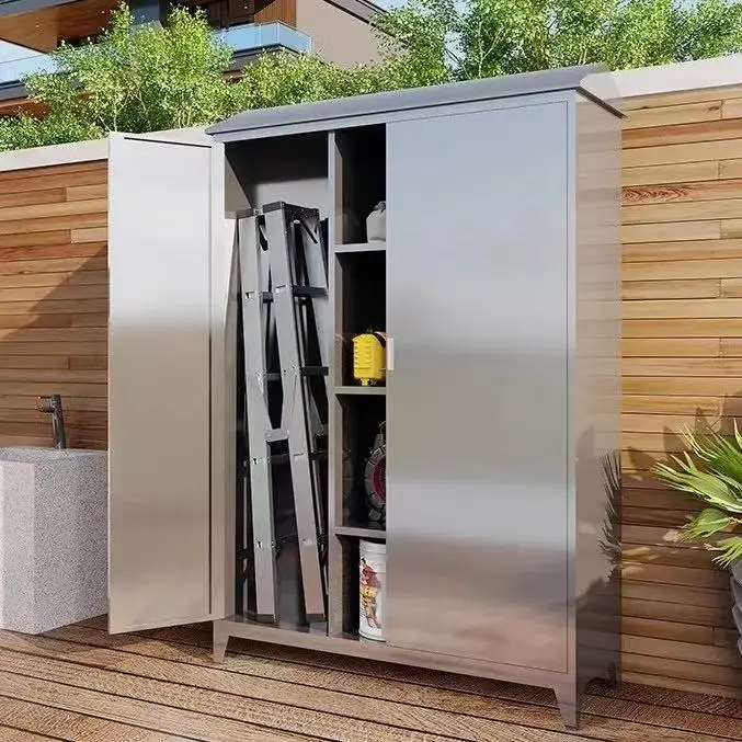 New Large Capacity 304 Stainless Steel Outdoor Storage Cabinet Modern Design Multi-Layer for Balcony Courtyard Cabinets