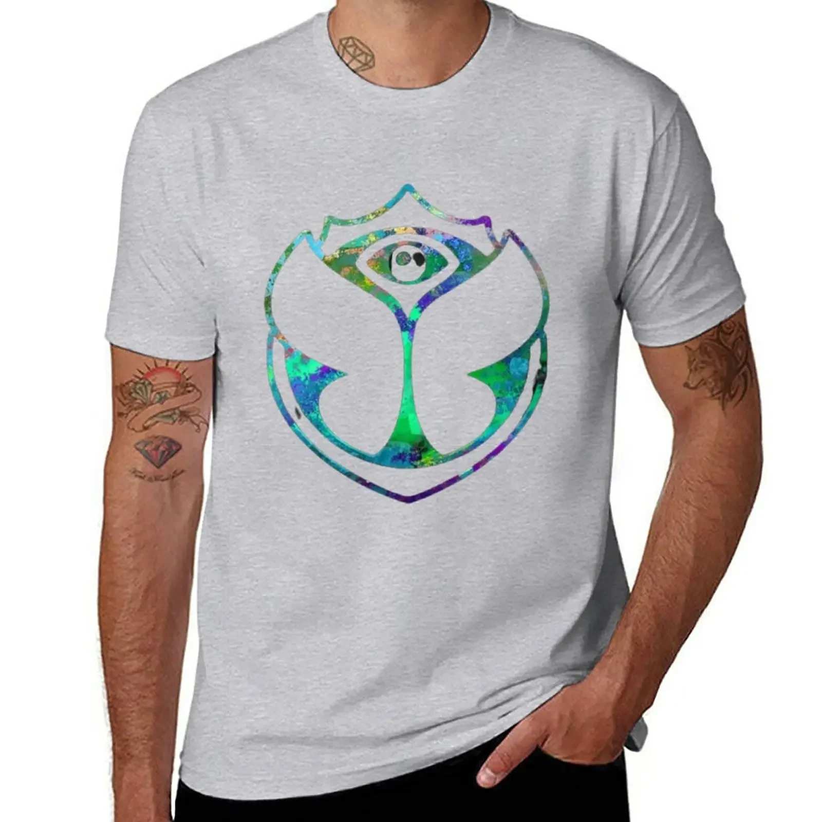 Tomorrowland in tirquoiae-Camiseta esencial para hombre, tops de verano, ropa bonita, camiseta vintage