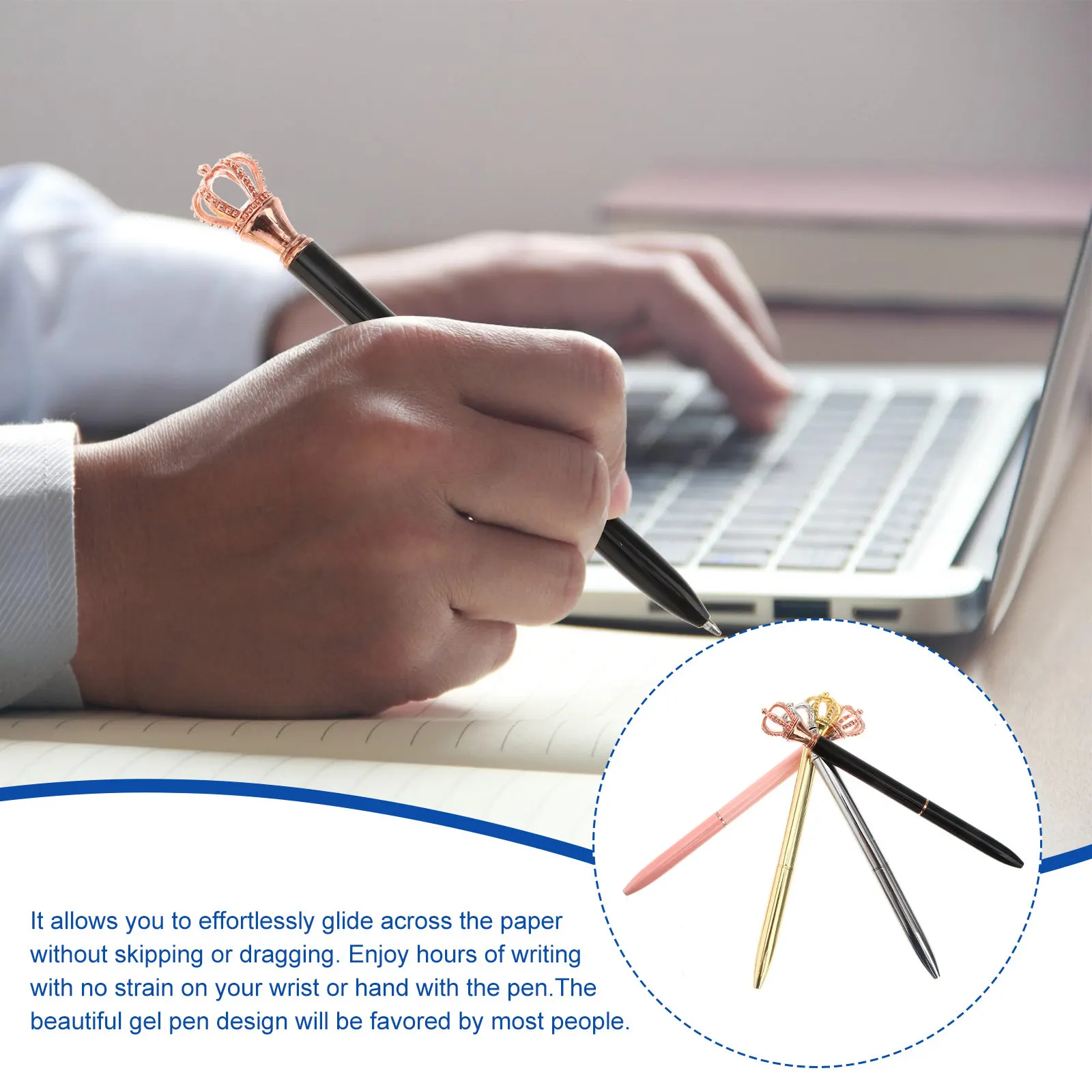 

4 шт. креативных шариковых ручек с дизайном в виде короны, гладкое письмо, удобный захват, портативная металлическая ручка для студентов и офиса