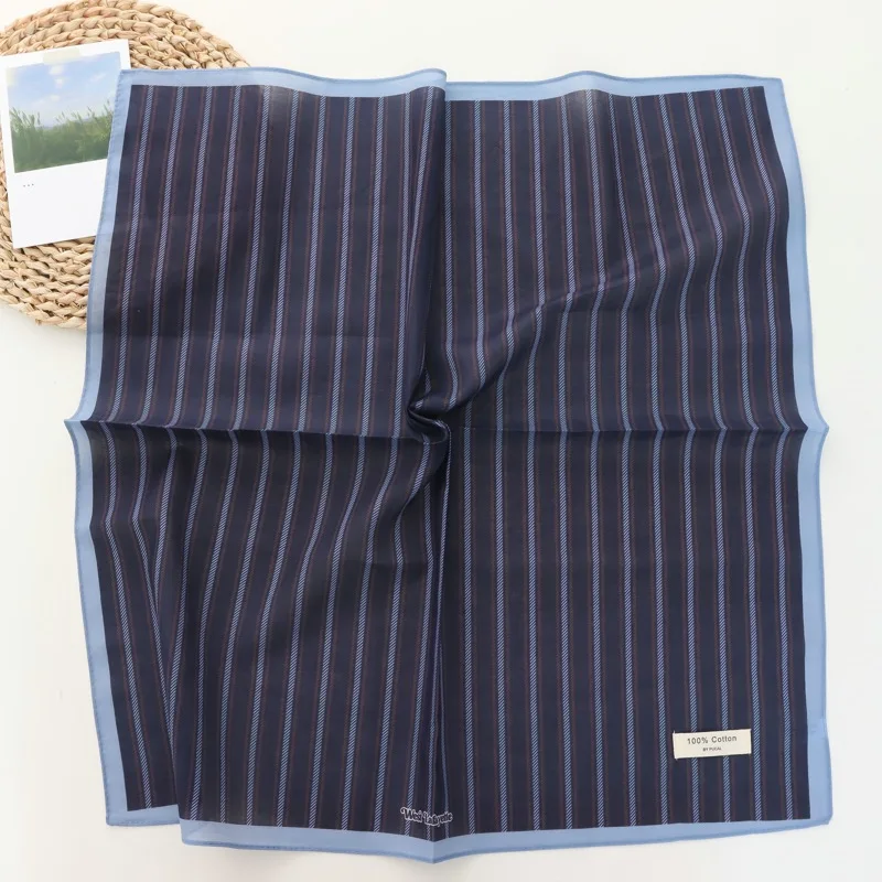 100% Cotton Striped Fresh All-Match Small Square Towel 2025 New Fashion Closed Toe Scarf for Square Scarf Women Headband image 2