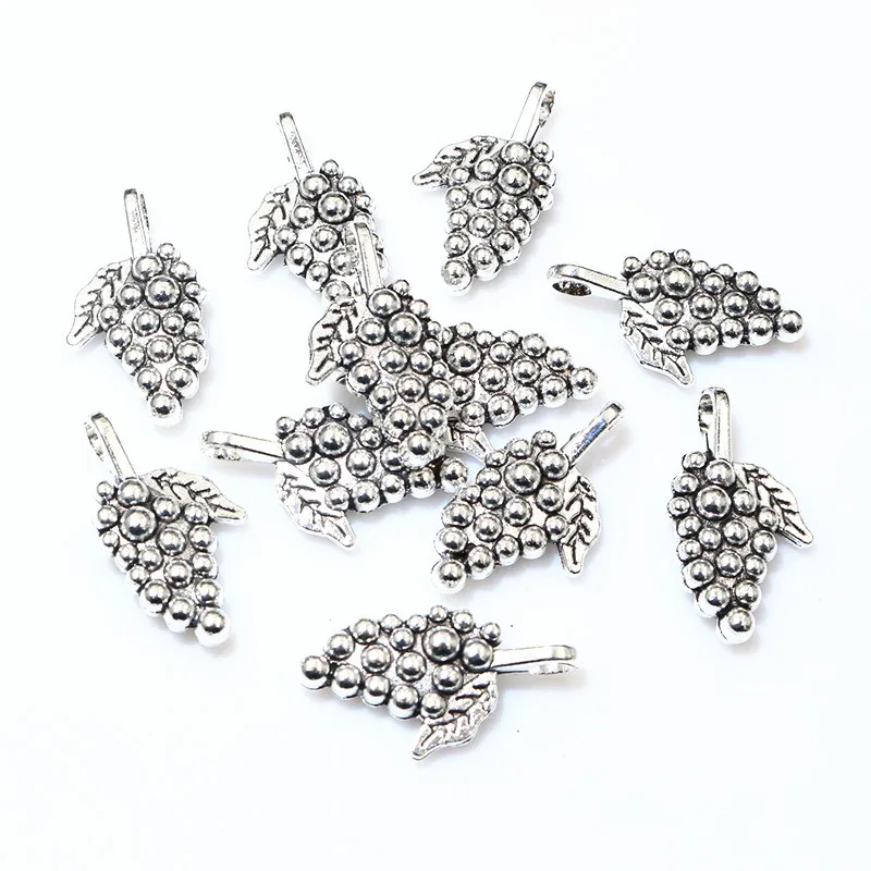 10pcs 26x14mm Antique Silver Plated Grape Fruit Handmade Charms Pendant DIY Jewelry Findings Supplies for Necklace Bracelet