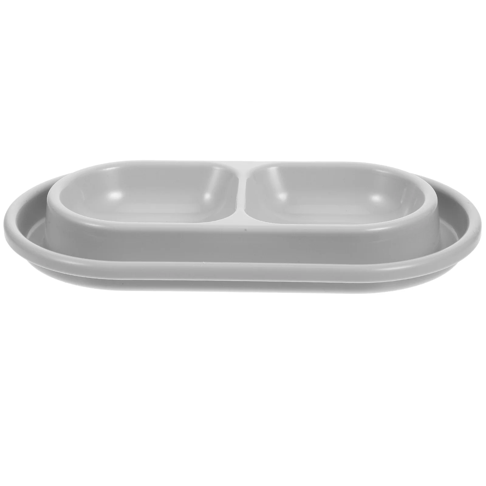 

Gray Pet Double Bowl Cat and Dog Feeding Set Ant Proof Outdoor Food Water Bowls for Small Medium Size Dogs Kitten Feeder