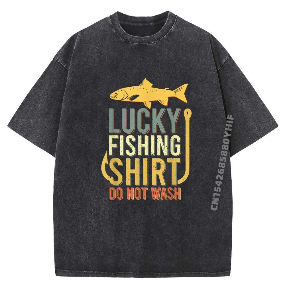 

Мужские топы и футболки с графическим рисунком, рубашка Lucky Fishing, молодежная детская футболка с принтом, мужская винтажная стираная одежда