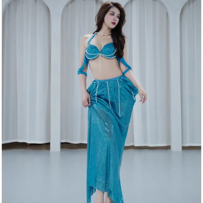

Индивидуальный костюм для танца живота, тренировочный наряд, наряд для выступлений с блестками, сексуальная женская юбка для танца живота, экзотическая танцевальная одежда