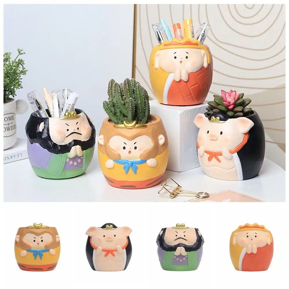 

Journey To The West Pen Holder China Style Pen Container Pencil Organizer Cartoon Cute Makeup Brush Holder Potted Plant