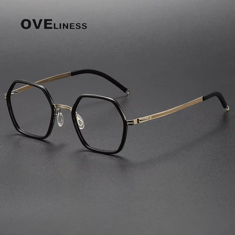 

Acetate Titanium Glasses Frame Men Square Eyeglasses 2025 New Korean Screwless Eyewear Spectacles