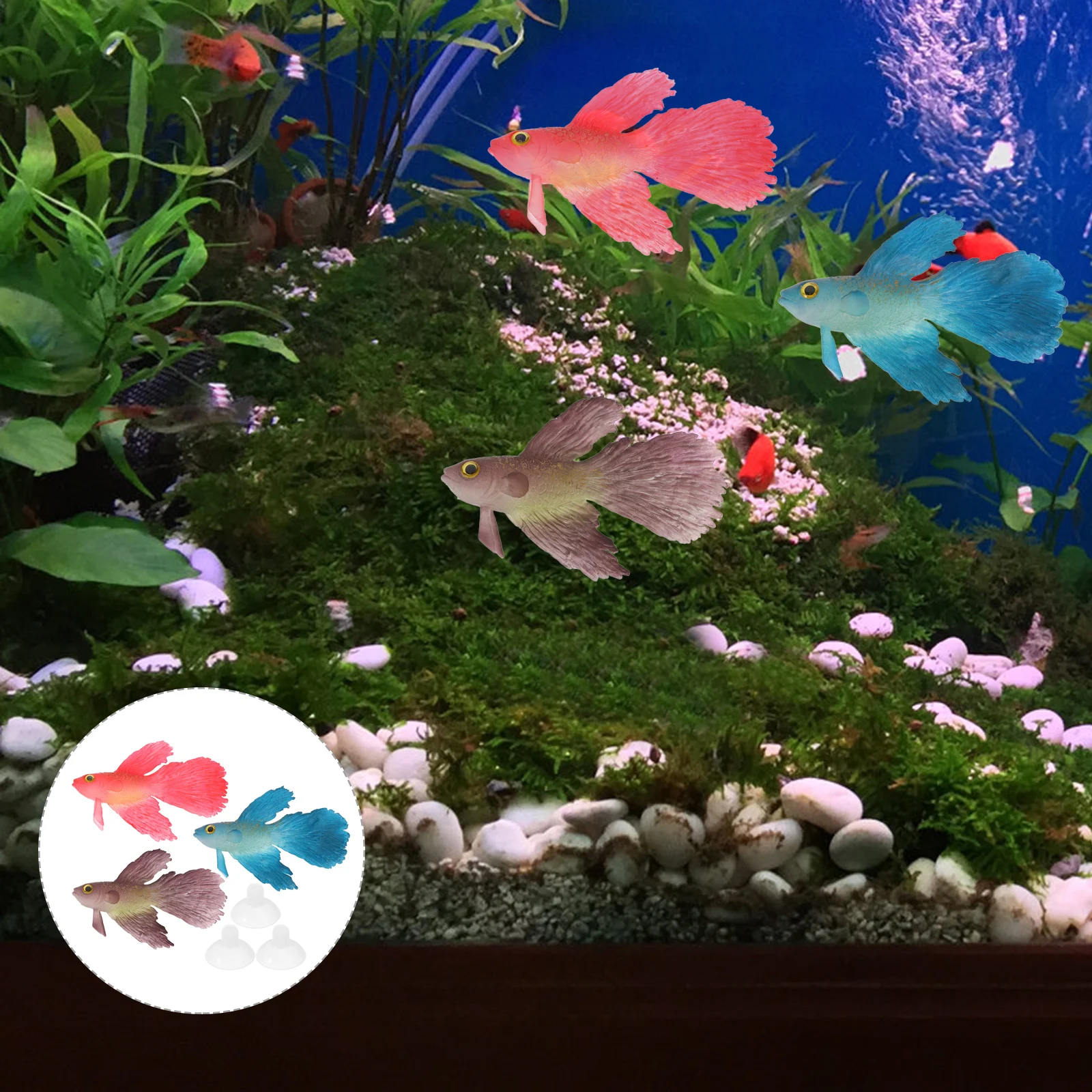 

3 Pcs Colored Decorative Goldfish Decor Fish Aquarium Decor Accessories Fake Glow in Dark Home Office Pet Supplies