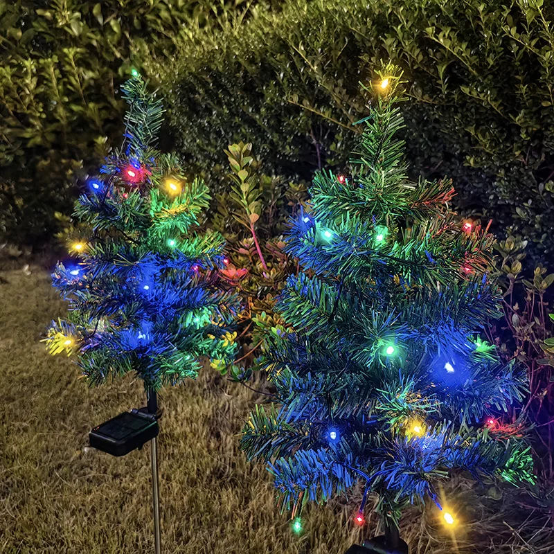 2 قطعة جديد كبير مضيئة شجرة عيد الميلاد الشمسية LED أضواء ملونة حديقة فناء في الهواء الطلق مقاوم للماء المشهد مصباح لتهيئة الجو #4