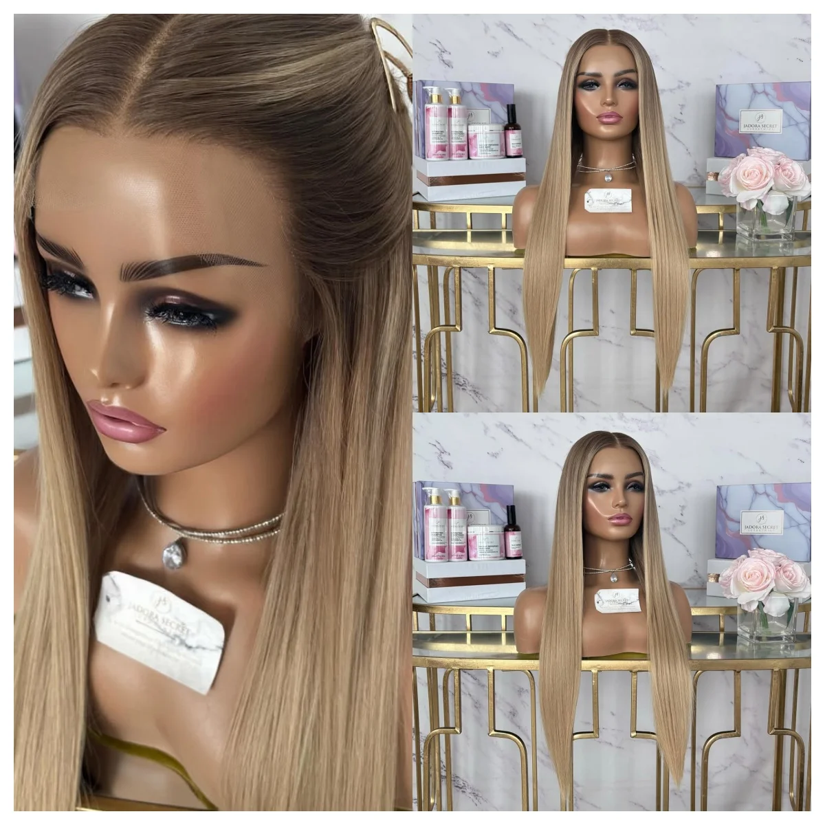 Long Straight Synthetic Lace Front Wig Copper Red Ginger Brown Pre-Plucked Heat Resistant Hair Wig