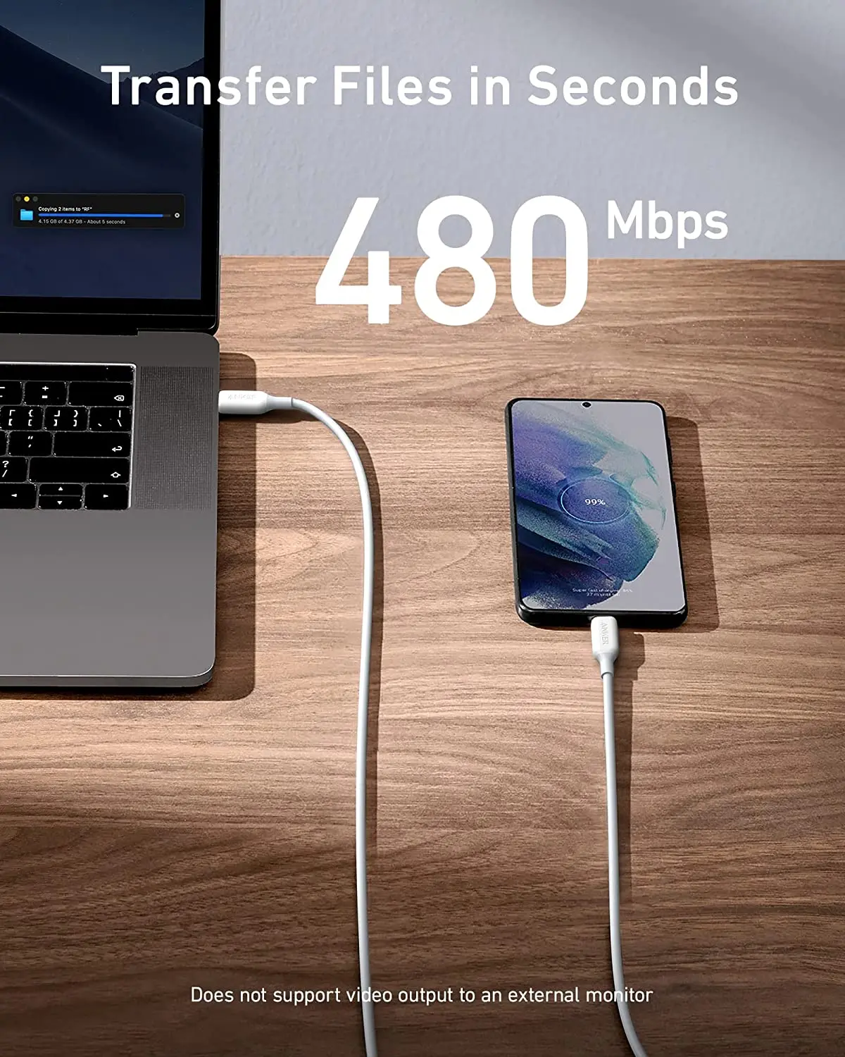 앵커 100W 타입 C 충전 케이블 파워라인 III USB-C to USB-C 2.0 케이블 1.8m 고속 데이터 전송