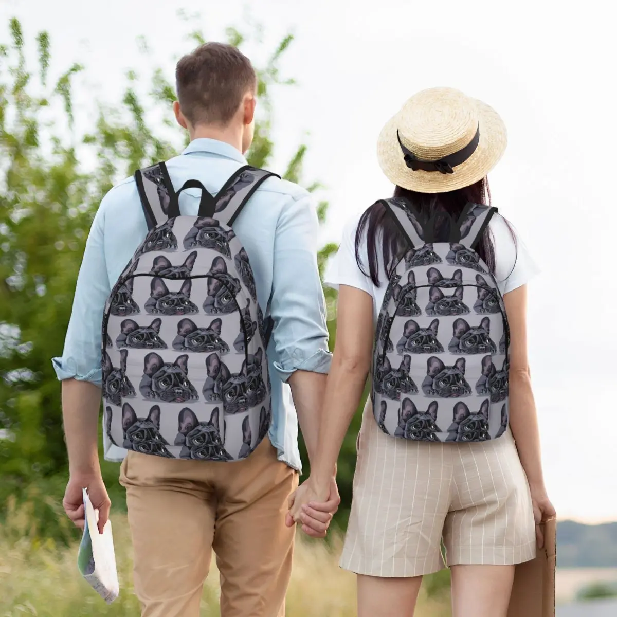 French Bulldog Art Print Backpack Student BookBag Kids School Bag Computer Shoulder Bags for Men Women