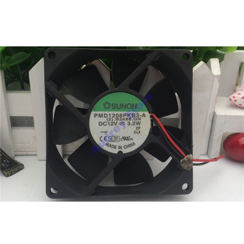 PMD1208PKB3-A 12V 3,2 W 8020 2-проводной Вентилятор охлаждения с двумя шарикоподшипниками воздуходувка