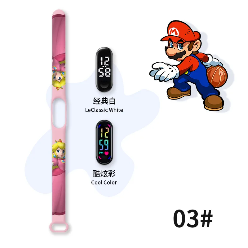 Super Marios Bros Children\'s Watches Anime Luigi Princess Peach Yoshi Bowser Kids Sport Wristband Waterproof Digital Watch Toy