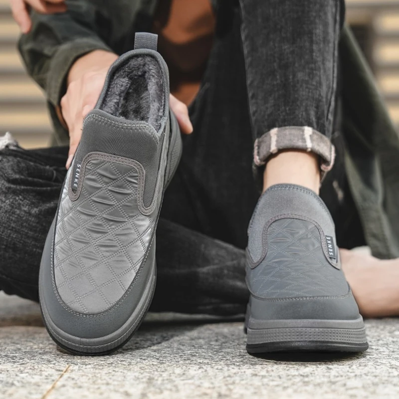 

Мужские замшевые удобные нескользящие туфли на плоской подошве среднего размера, однотонные уличные флисовые теплые модные брендовые туфли на плоской подошве