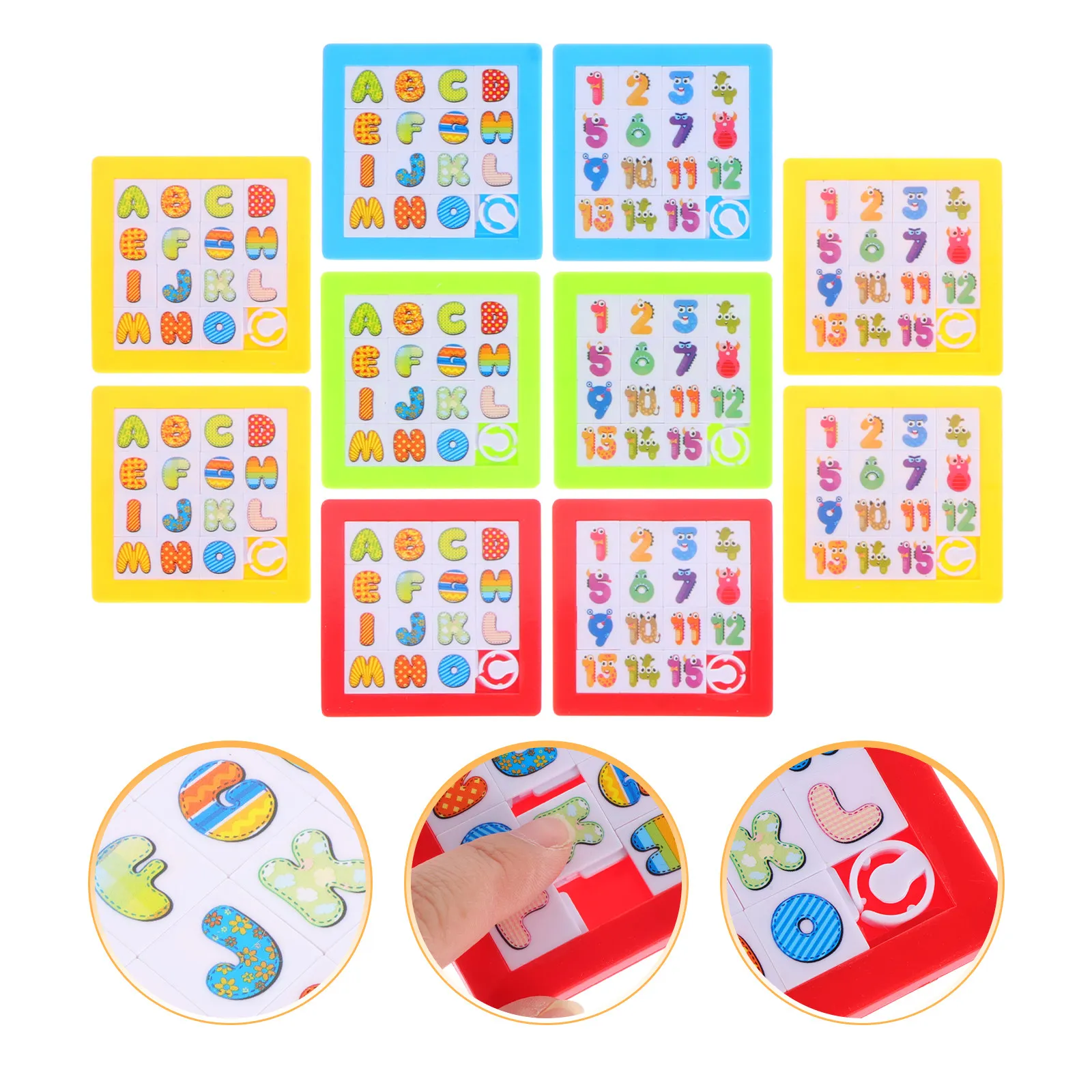 

10Pcs Slide Number Puzzle Cartoon Letters Number Board Educational Game for Kids Logical Thinking Cognitive Training