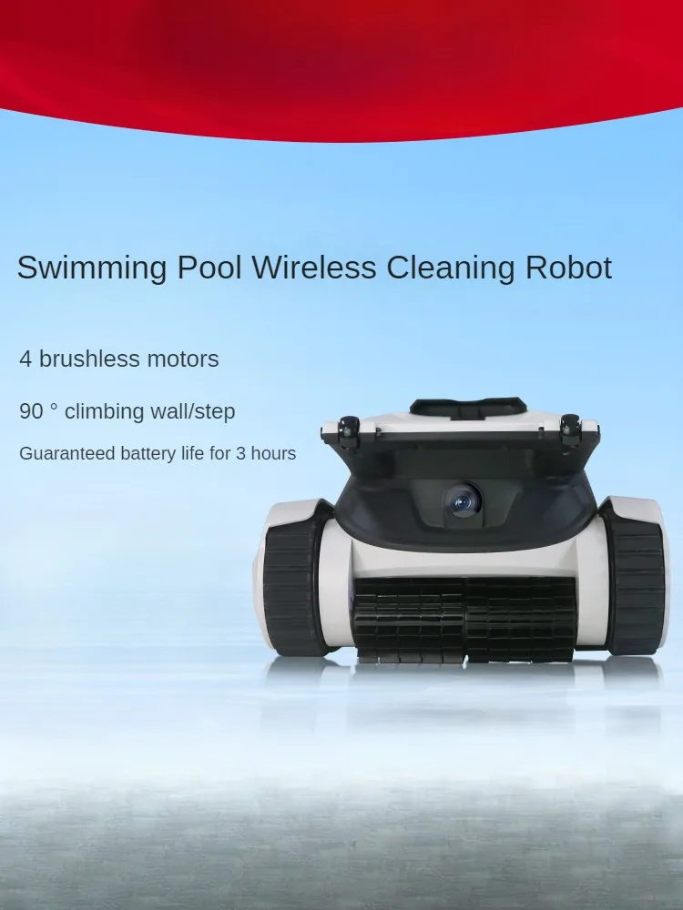 Wireless Robot Pool Cleaner with Intelligent Navigation System for Pool Bottom Cleaning