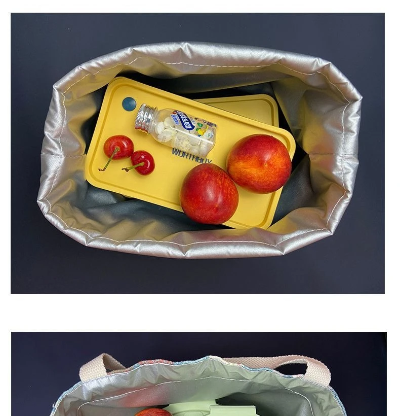 Karierte Handtasche mit Kordelzug, wasserdicht, ölbeständig, Lunchtasche, tragbare Kosmetik-Aufbewahrungstasche, modische Tragetasche – Detail 7