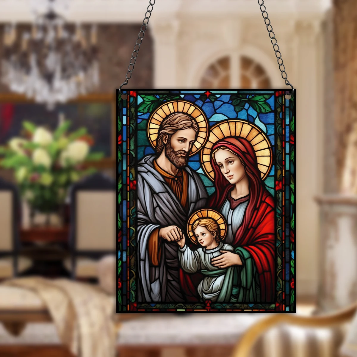 1PC Decorative Jesus Acrylic Hanging Sign Wall Pediments Wall Plaque for Door Home Window Kitchen Porch Decor