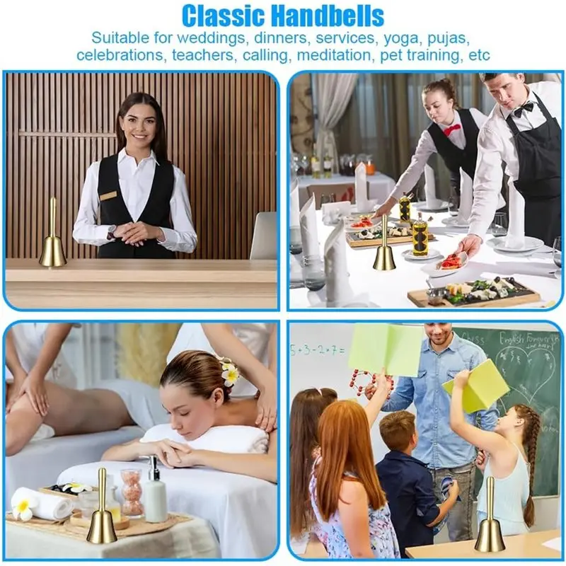 ABVJ-Hand Bell Classic، جرس وجبة عالي، جرس طاولة متعدد الوظائف، جرس استقبال للمدرسة، الكنيسة، عيد الميلاد