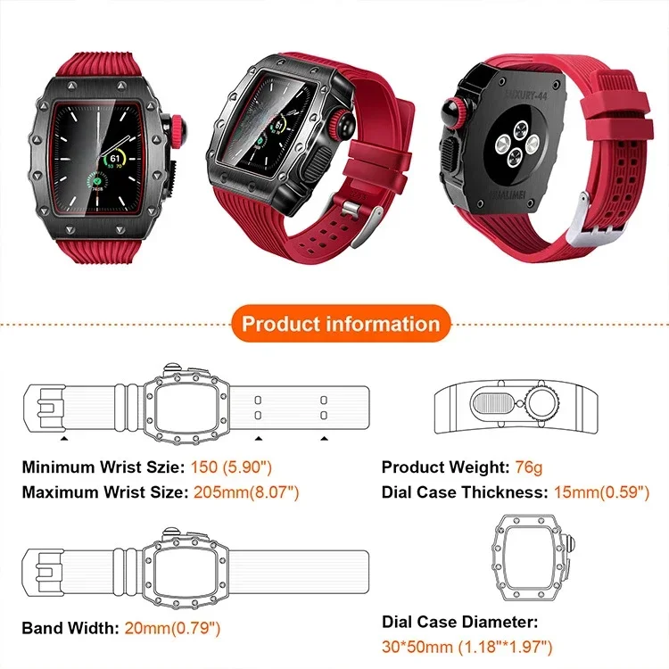 Luxury Modification Kit Protector For Apple Watch 9 8 45mm 41mm Case for apple watch 7 6 5 SE 4 44mm 40mm cover screen protector