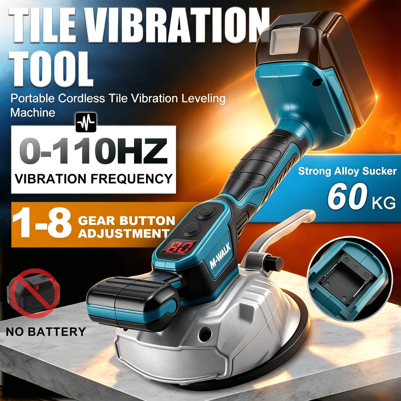 Tile Tiling Machine For Makita 18V Battery Cordless Tile Vibration Tool 8-SPEED Adjustable With Lock Design For Floor Tile Wall