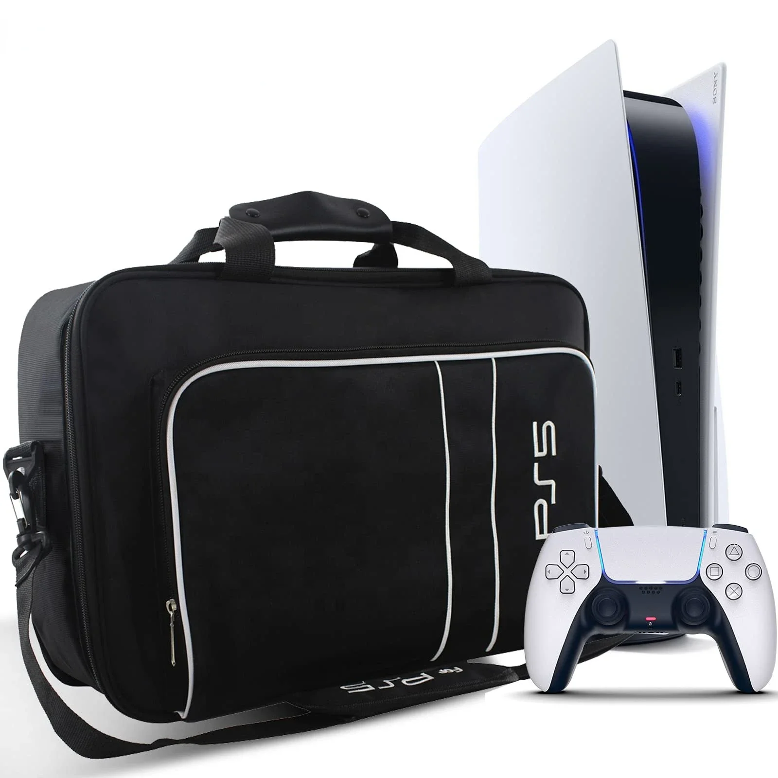 

Shoulder Bag for PS5 Travel Bag Storage Disc/Digital Edition and Controllers Protective Carrying Case for Game Disk Accessories