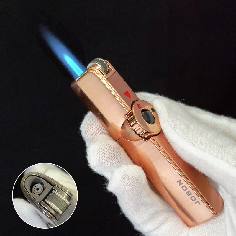 New Jobon One Triple Torch Lighter Metal Windproof Gas Butane Jet Flint Lighter 3 Nozzles Turbo BBQ Cigar Spray Gun Gadgets Men