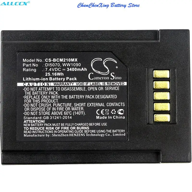 Cameron Sino 3400mAh Battery DI5070,WW1090 for BCI SpectrO2 10, SpectrO2 20, SpectrO2 30, SpectrO2 Pulse Oximeters