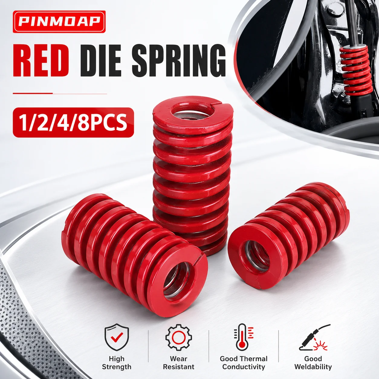 1/2/4/8pcs Support Rod Spring Car Rear Trunk Door Bracket Lifting Tool Compression Spring Shock Absorber Spring Red Mold Spring