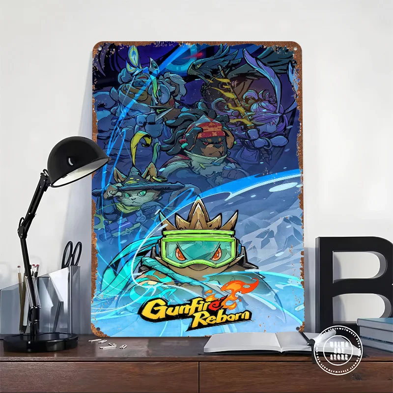 Gunfire Reborn Game Characters Printed Poster Customized Wall Art Retro Vintage Metal Tin Signs for Bedroom Decoration Room Home