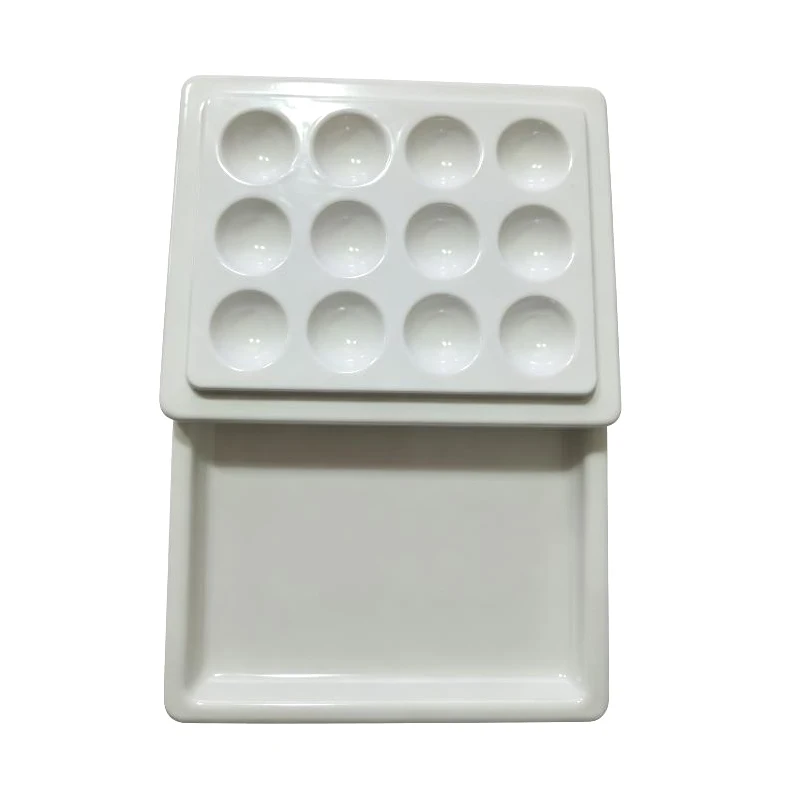 Picture 6: 1PC with Cover Dental Lab Equipment Porcelain Mixing Watering Moisturizing Plate 12 Slot Ceramic and Imitation Palette