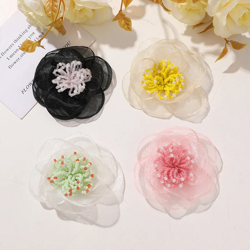 Handmade Beaded Flower Core Mesh Flower Shoe Charms for Clogs 1 Piece Forest Fresh DIY Crystal Lightweight Premium Cute Sweet