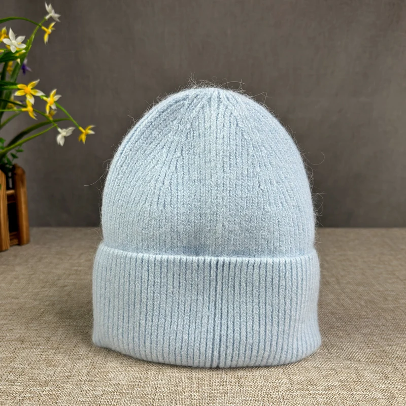 Knitted rabbit hair hat popular female sweater hat for autumn and winter warmth versatile cold hat for men