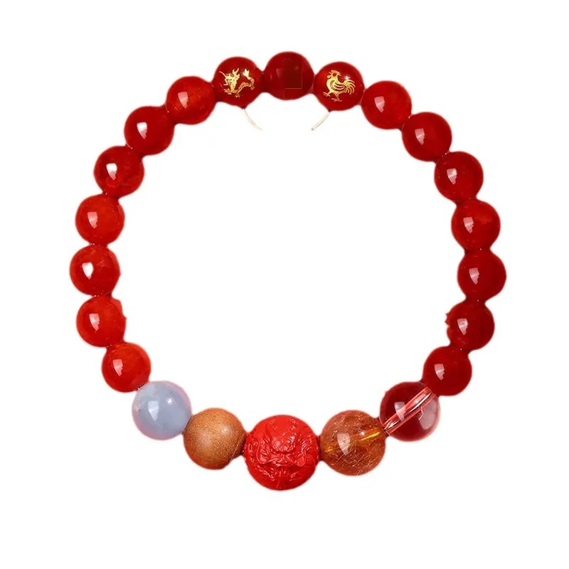 2026 Horse Year Nine Purple Fire Lucky Bracelet Liuhe Birth Year Zodiac Five Elements Crystal Hand String Agate Cinnabar Jewelry 5
