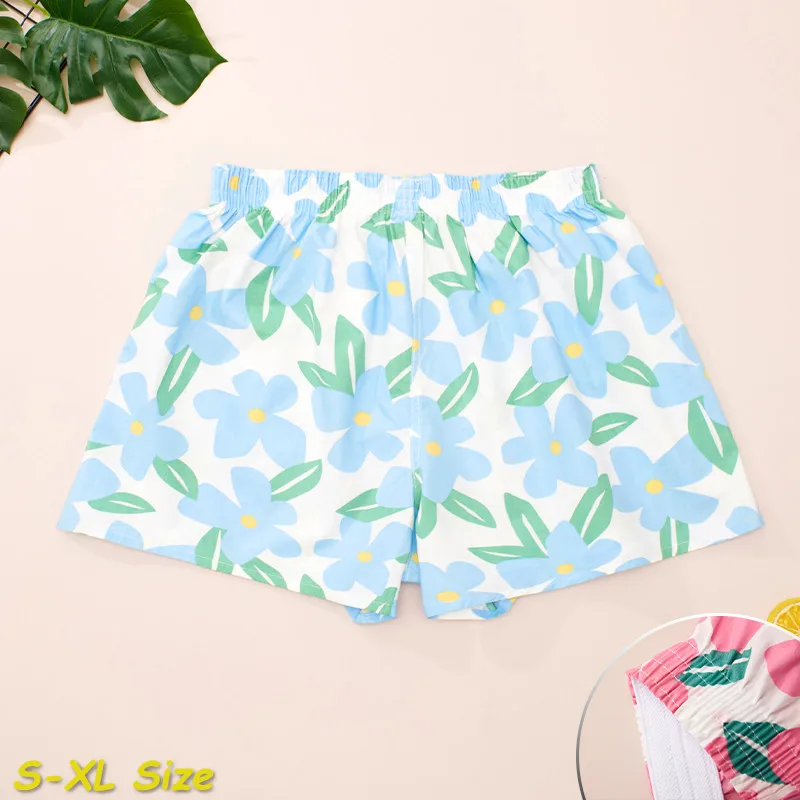 

New Cotton Sexy Women's Shorts Printed Brightly Fashionable Wide Legged Pants Elastic Summer Cool Pajamas Personalized Girls